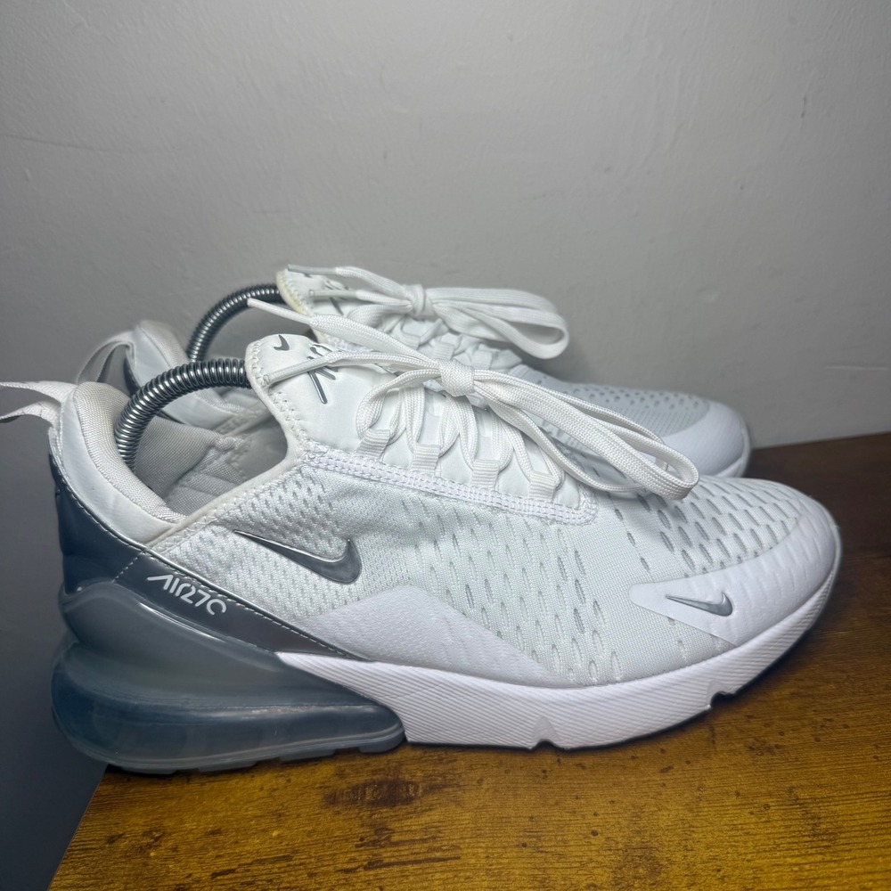 Nike Air Max 270 Running Shoes Womens Size 10 White Silver DX0114-100